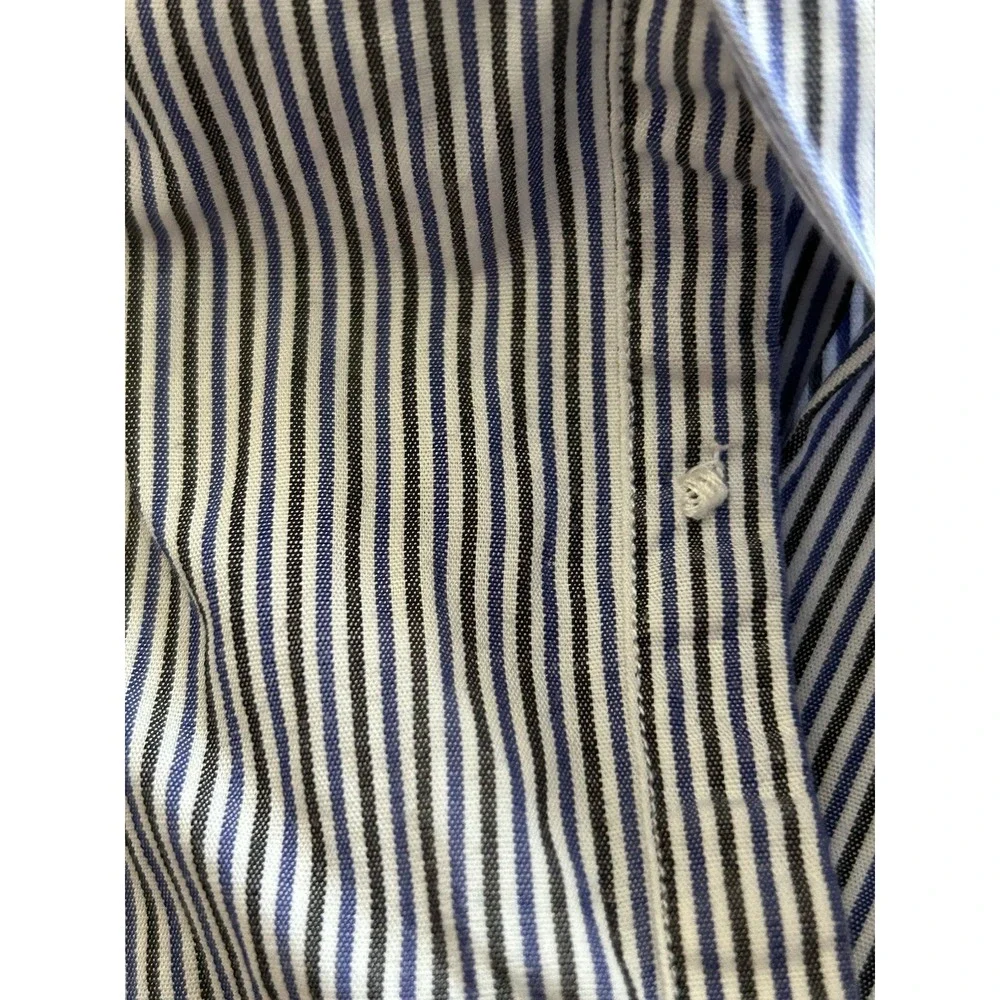 Polo‎ Ralph Lauren Button Down Long Sleeve 17 34/35 Blue Black Stripes Estate